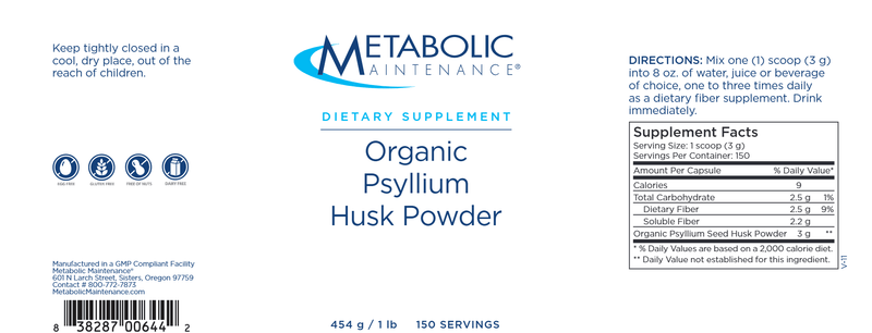 Organic Psyllium Husk Powder 454 gms