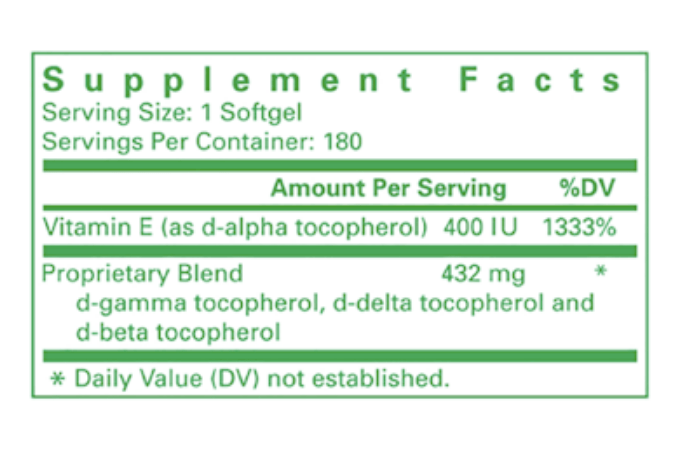 Unique E Tocopherols 180 softgels