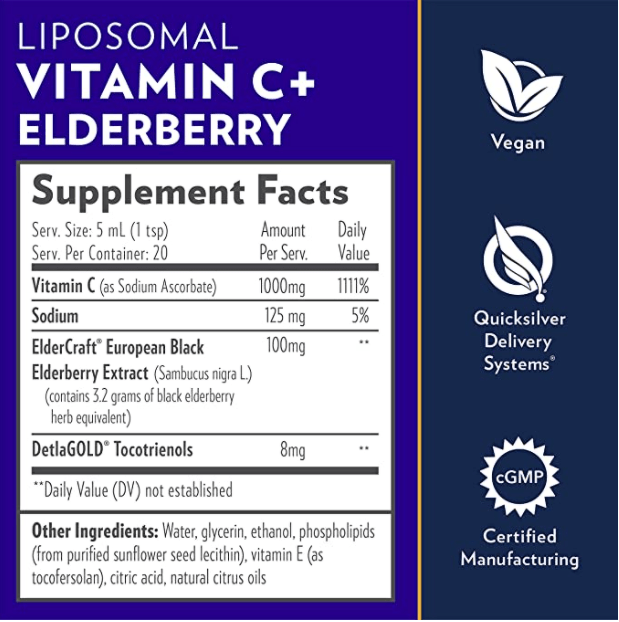 Liposomal Vitamin C + Elder 3.38 fl oz